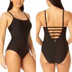 Hurley Black Strappy Back One Piece Swimsuit Size Large